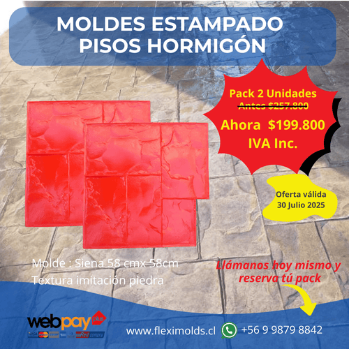 Molde Hormigón Estampado Pack Modelo Siena 58x58cm